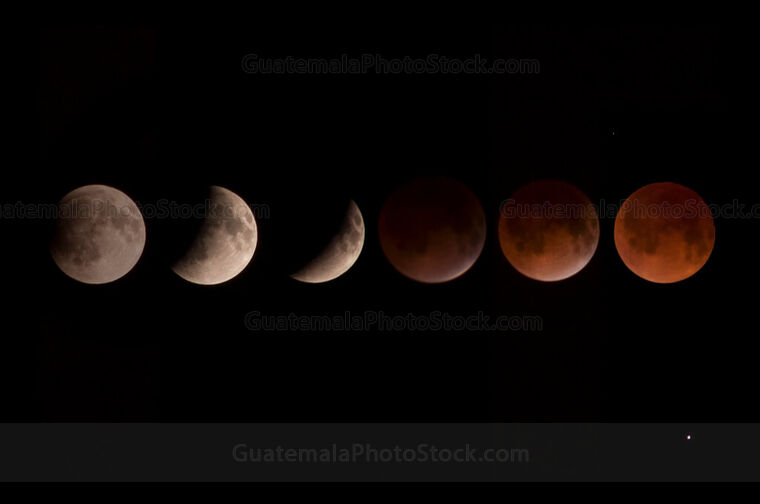 Composición digital de las fases del eclipse