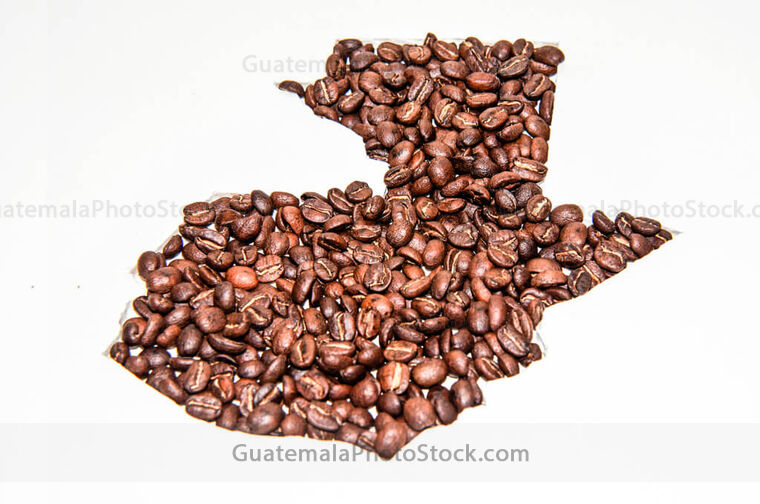 Mapa de Guatemala formado de café