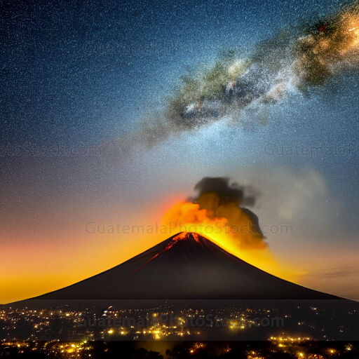 IA: Imagen nocturna de Volcán en Guatemala con la vía láctea.