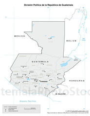 Mapa con la división política de la República de Guatemala