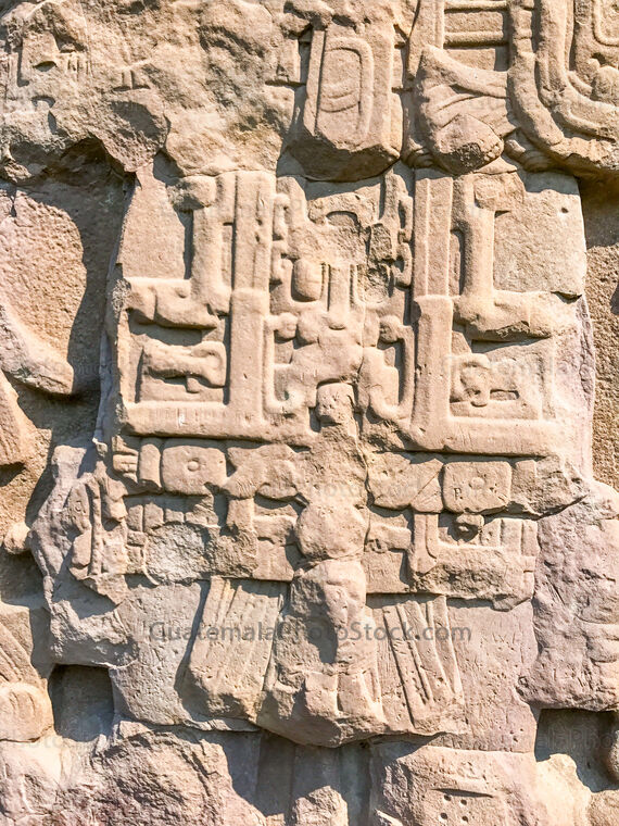 Detalle de escultura maya en Quirigua